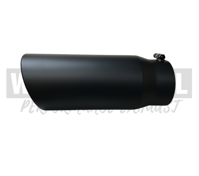Exhaust Tip 5" to 6" Black Rolled Angle Cut